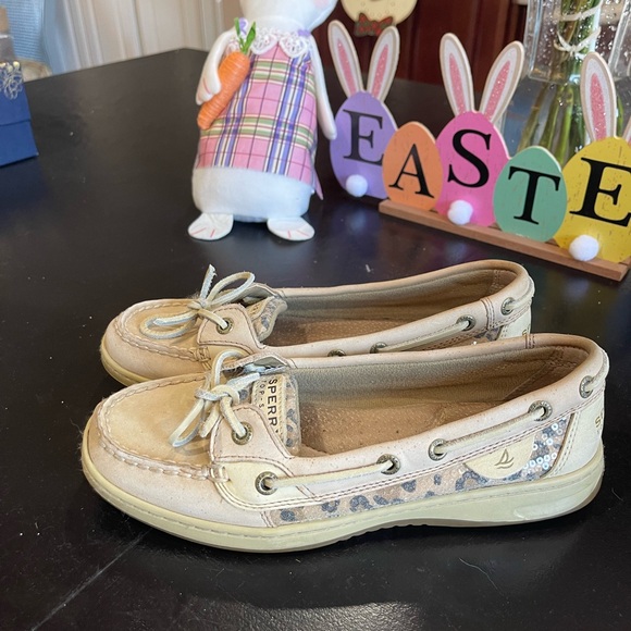 Sperry shoes, tan leopard print, size 7 - Picture 3 of 3